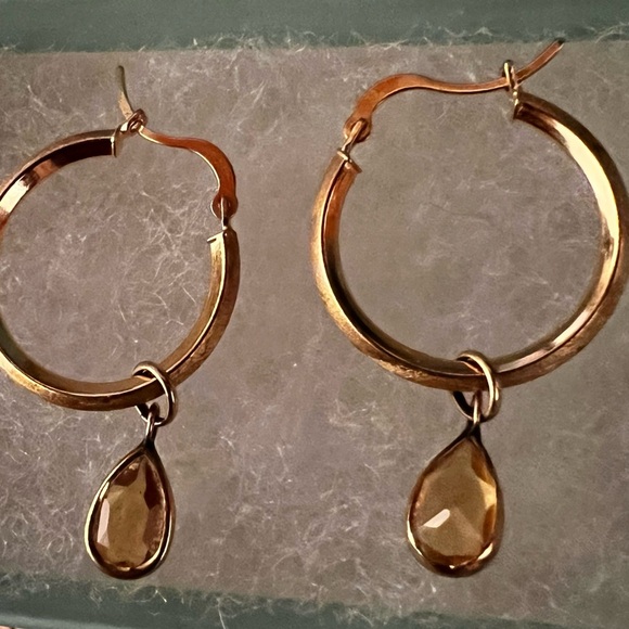 14K Michael Anthony Hoop Earrings / Gold Citrine Jackets - Picture 7 of 16